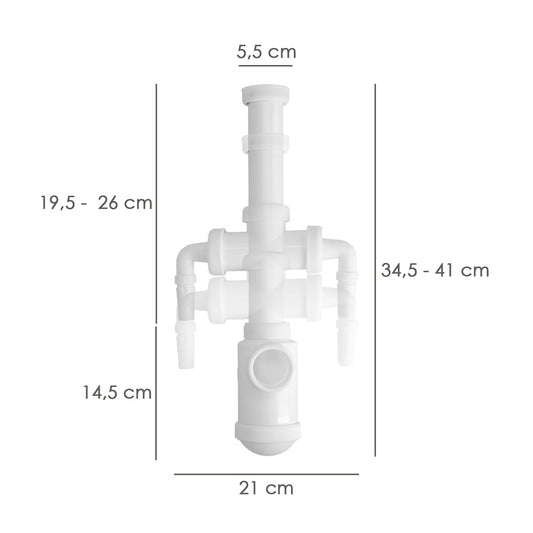 Sifon Botella Extensible 1 1/2"  Salida Ø 40mm  2 Tomas Lavadora