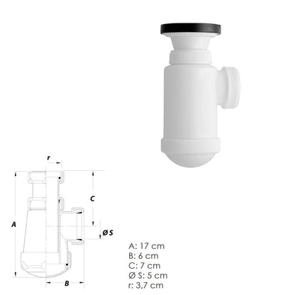Sifon Botella Extensible 1 1/2 Con Válvula y Tapón