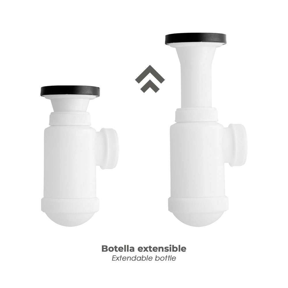 Sifon Botella Extensible 1 1/2 Con Válvula y Tapón