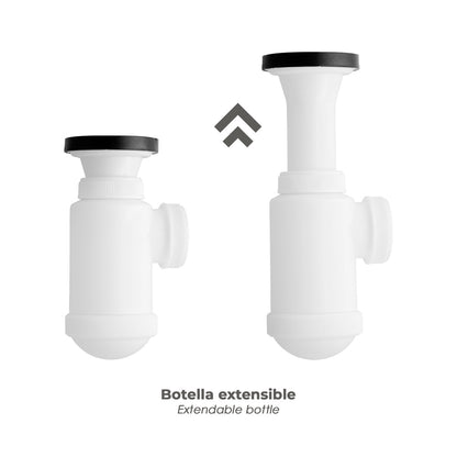 Sifon Botella Extensible 1 1/2 Con Válvula y Tapón