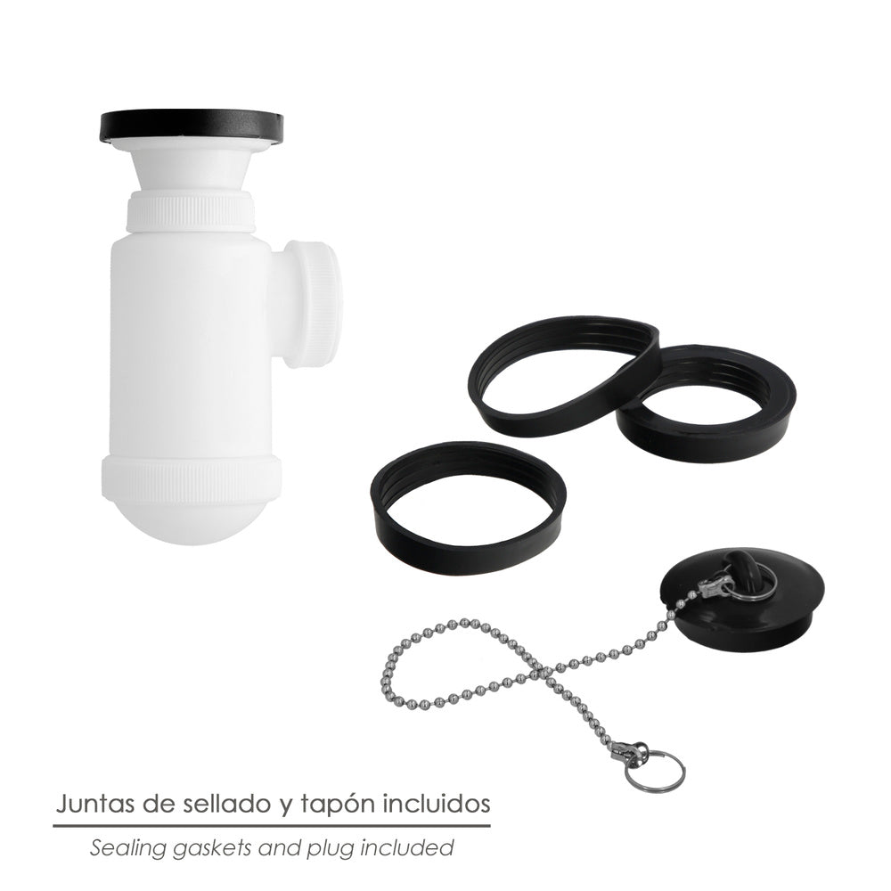 Sifon Botella Extensible 1 1/2 Con Válvula y Tapón