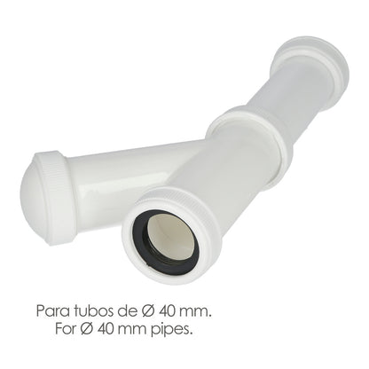 Sifon y Griega Extensible 1-1/2" Salida de Ø 40 mm. Tubo Liso