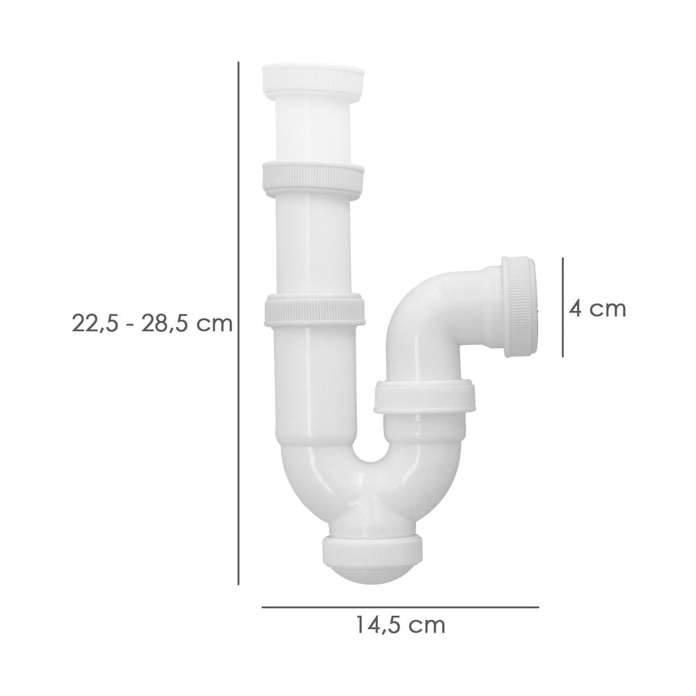Sifon Curvo ExtensibleTuerca Loca  1 1/2" Ø 40 Mm