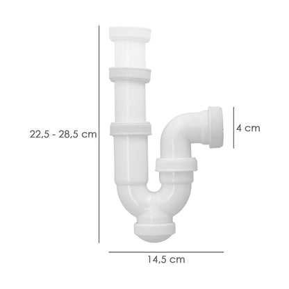 Sifon Curvo ExtensibleTuerca Loca  1 1/2" Ø 40 Mm