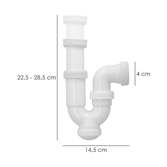 Sifon Curvo ExtensibleTuerca Loca  1 1/2" Ø 40 Mm
