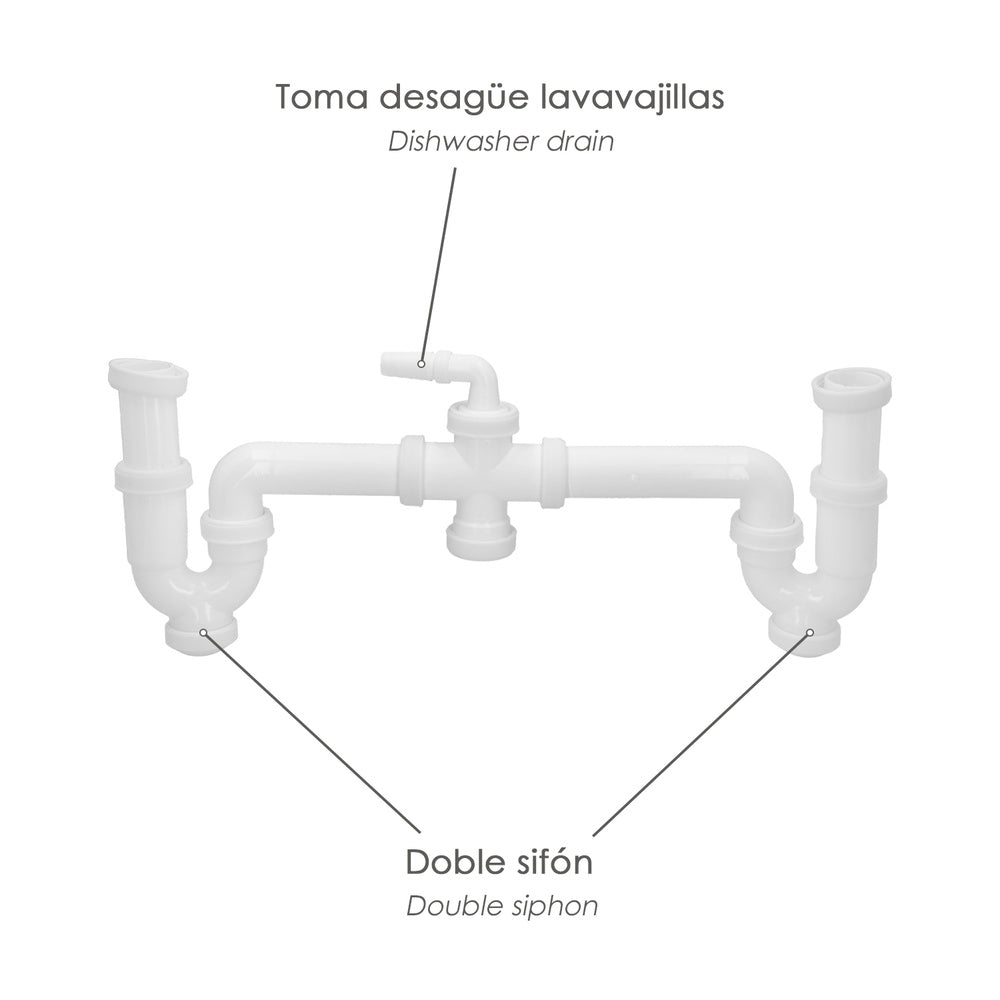 Sifon Doble Con Racor 1 1/2" Salida Ø 40 Mm Extensible