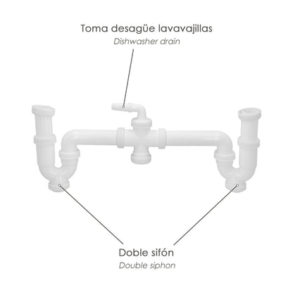 Sifon Doble Con Racor 1 1/2" Salida Ø 40 Mm Extensible