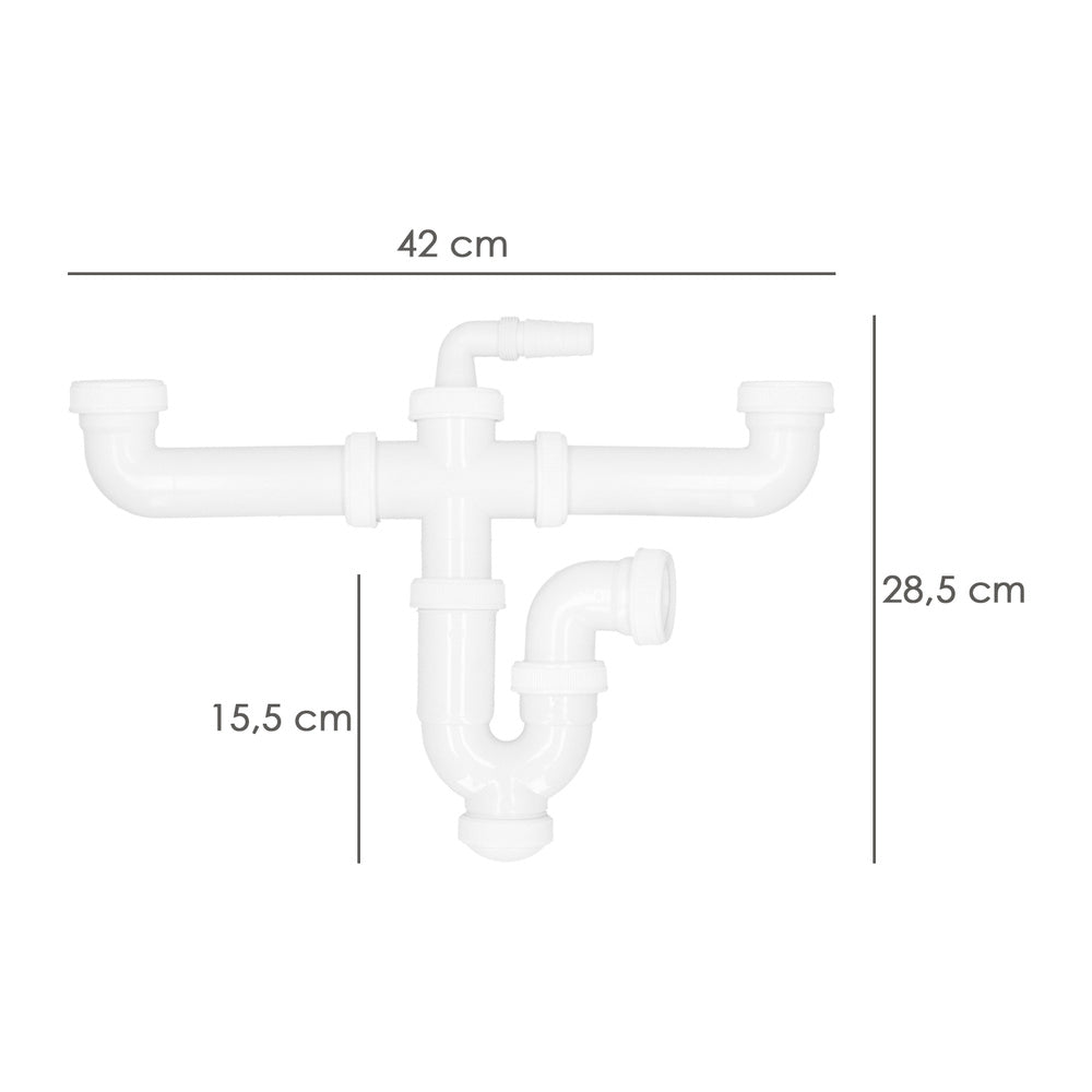 Sifon Doble Con Doble Evacuacion 1 1/2" Ø 40mm