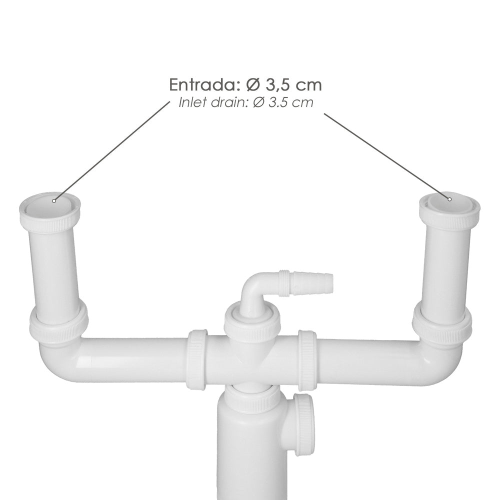 Sifon Doble Extensible Con Botella Salida 1 1/2" Salida Ø 40 mm.