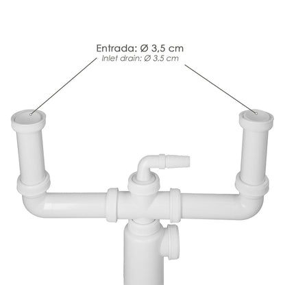 Sifon Doble Extensible Con Botella Salida 1 1/2" Salida Ø 40 mm.