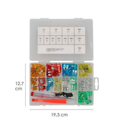 Kit de Fusibles de Coche, 150 Pcs, Extractor de Fusibles para Coche, Caravanas, Furgoneta, Moto, Barcos (5A 10A 15A 20A 25A 30A)