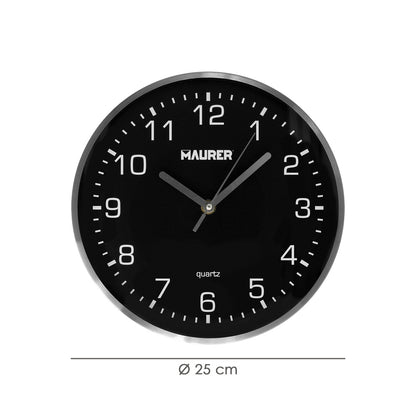 Reloj De Pared Ø 25 Cm Negro