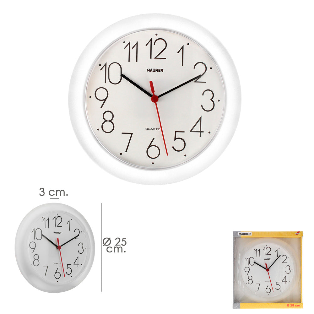 Reloj De Pared Ø 25 cm. Color Blanco