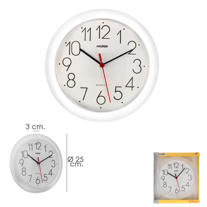 Reloj De Pared Ø 25 cm. Color Blanco