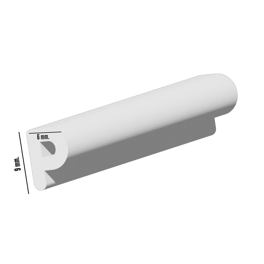 Burlete Elástico "P" 6m. x 9mm. Blanco