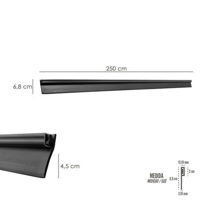 Burlete Reforzado Para Puertas De Garaje Aluminio Negro Con Goma 2,5 m. Perfil Bajo Cochera Cepillo De Puerta, Burlete Garaje