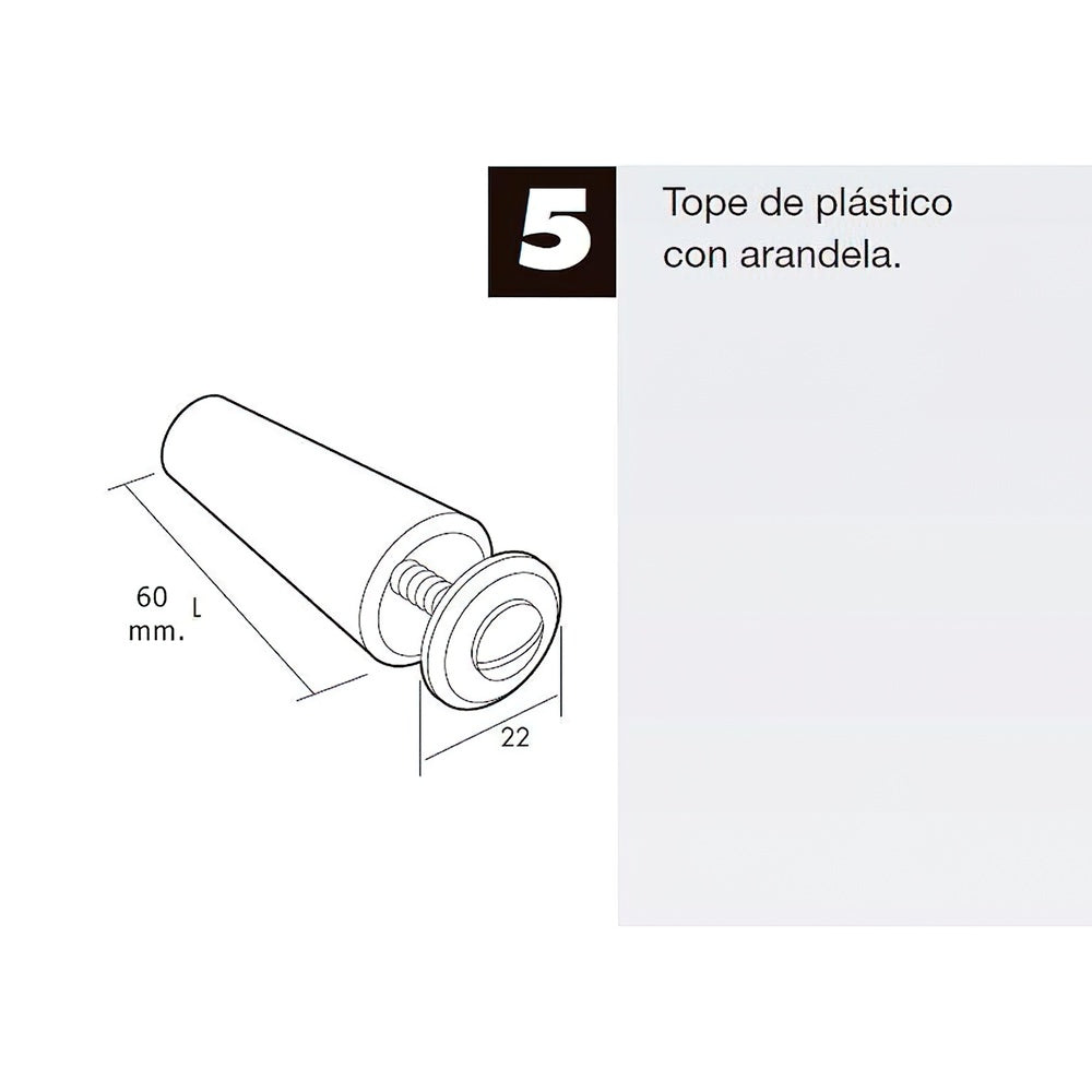 Tope Persiana Con Tornillo 60 mm. Blanco