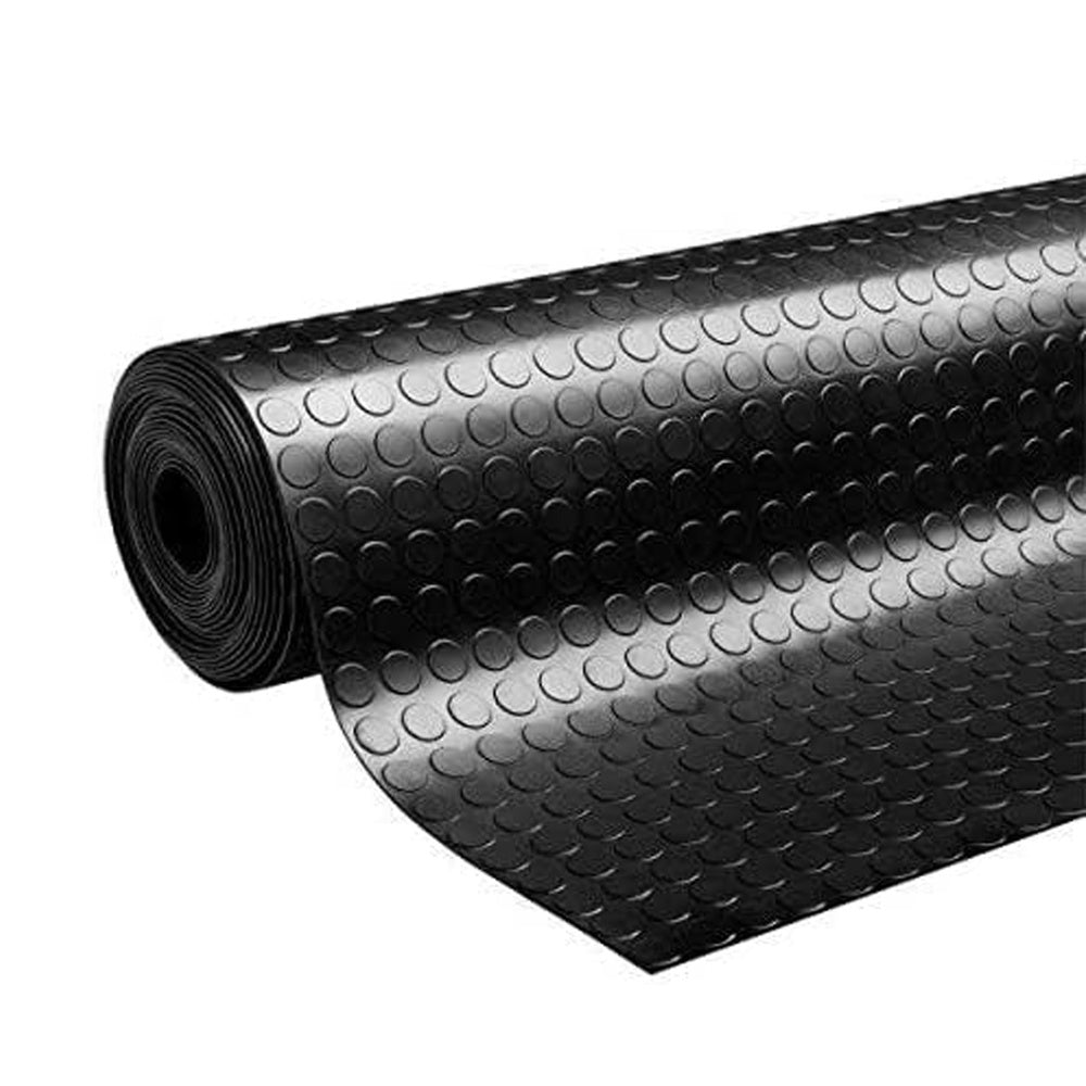 Suelo Goma Circulos 1,20x10 Metros 3 mm. de Grosor Color Negro. Uso Domestico