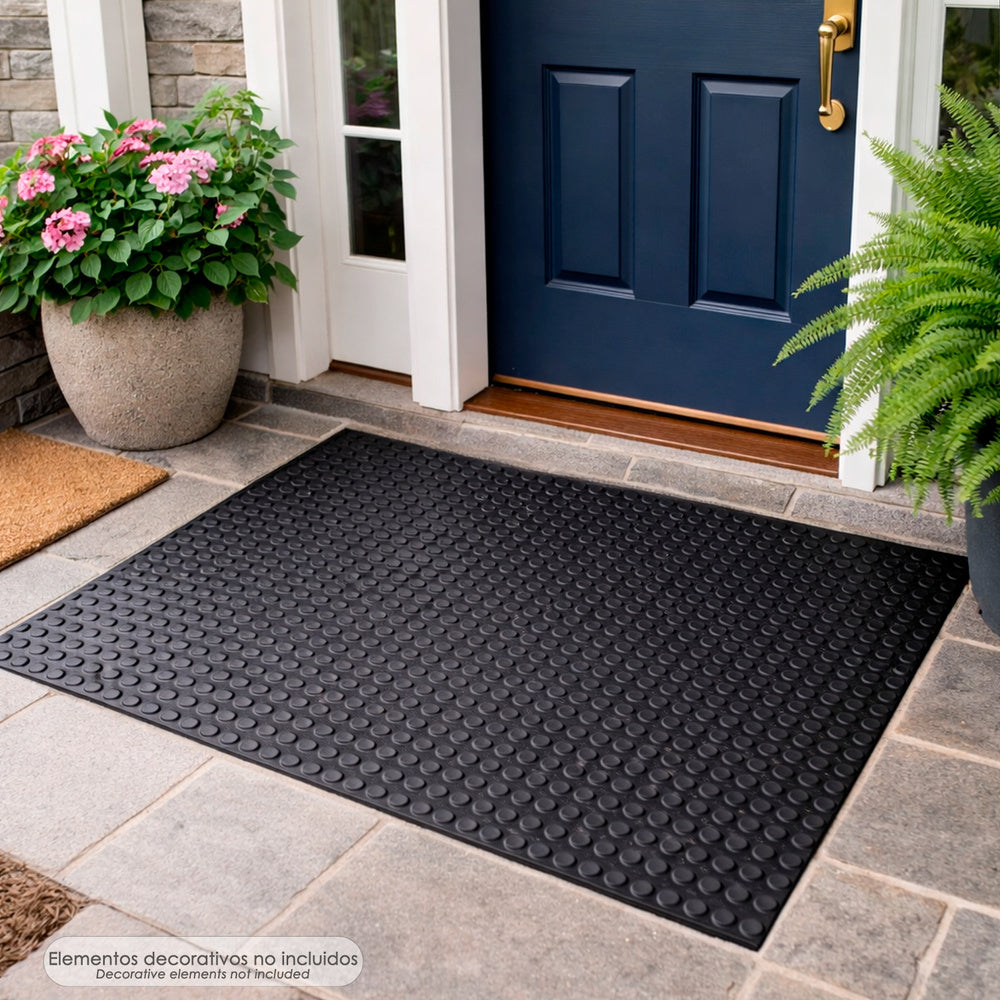 Suelo Goma Circulos 1,20x10 Metros 3 mm. de Grosor Color Negro. Uso Domestico