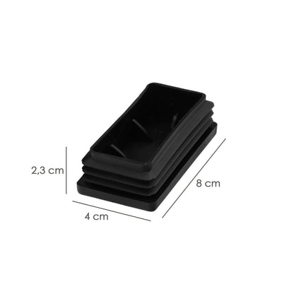Contera Plástico Rectangular Interior. Color Negro 80x40 mm Bolsa 100 Unidades.