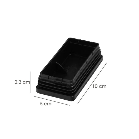 Contera Plástico Rectangular Interior. Color Negro 100x50 mm Bolsa 25 Unidades.