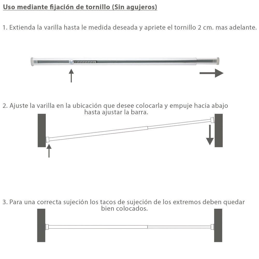 Barra Visillo Extensible 25.5/40 cm. Con Muelle Presion Ajustable  (1 Pieza)