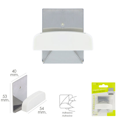 Colgador Percha Adhesivo Acero Inoxidable Color Metalizado / Blanco