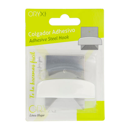 Colgador Percha Adhesivo Acero Inoxidable Color Metalizado / Blanco