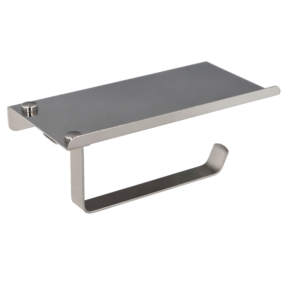 Portarrollos Baño Con Estante Para Moviles Autoadhesivo, Color Inox Con Efecto Espejo, Autoadhesivo Resistente o Con Tornillos