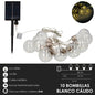 Guirnalda Solar 10 Bombillas / 50 Micro Leds Luz Calida. Bateria Recargable Uso en Exteriores / Interiores Ip44