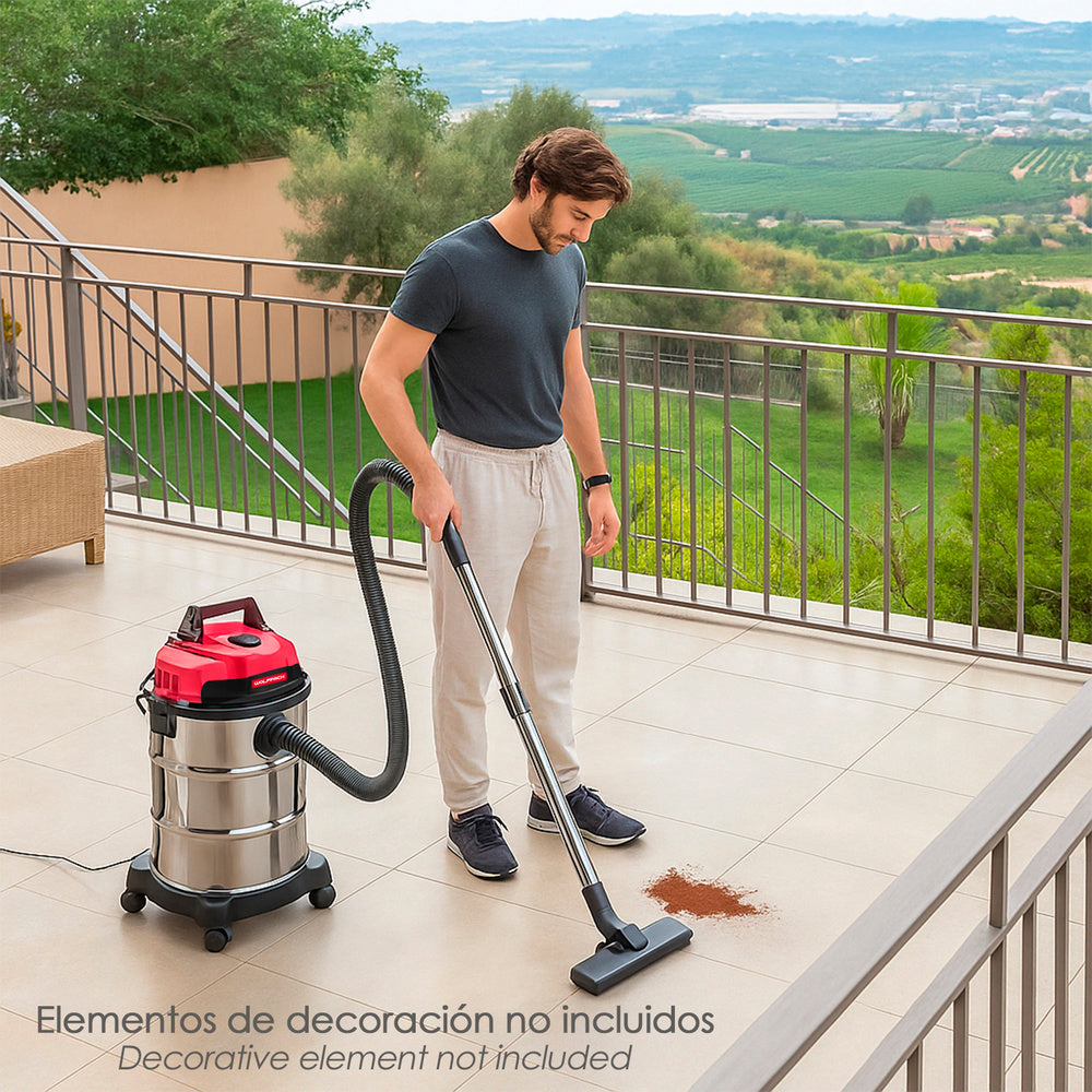 Aspirador Inoxidable 30 Litros / 1400 Watt. Interruptor Sincronizado.