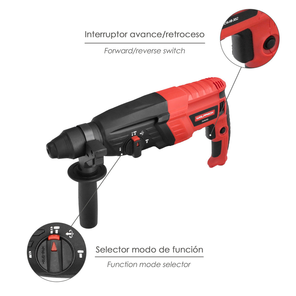 Martillo Perforador SDS PLUS 900 Watt. Con Accesorios y Maletin