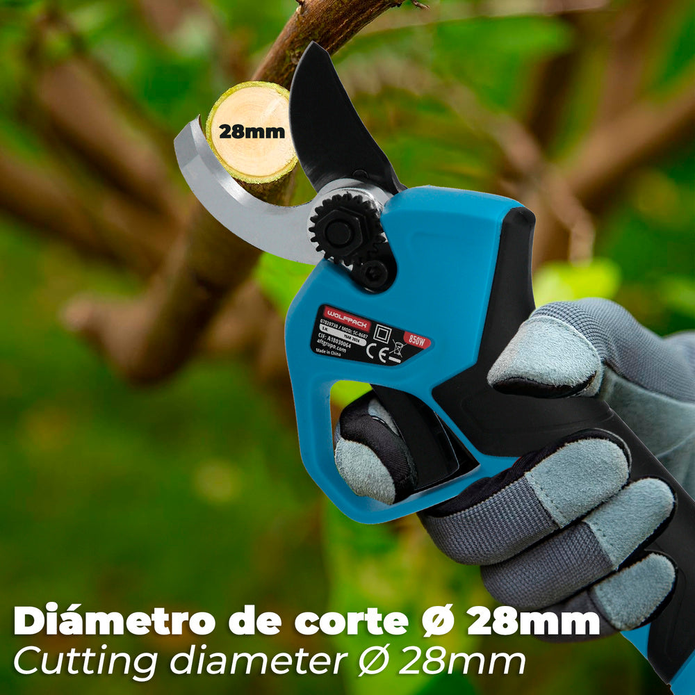 Tijeras Podar A Bateria 16,8 Volt. Con 2 Baterias 2 A/h. Mango Engomado, Ø Corte 40 mm. Con Maletín