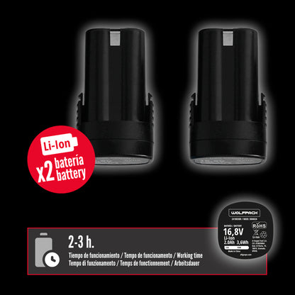 Tijeras Podar A Bateria 16,8 Volt. Con 2 Baterias 2 A/h. Mango Engomado, Ø Corte 40 mm. Con Maletín