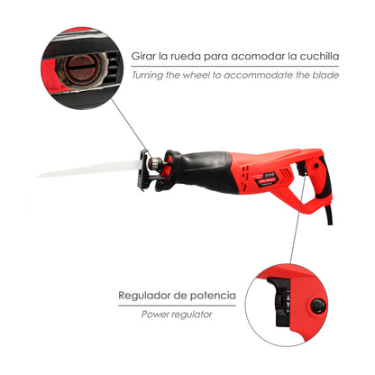 Sierra De Sable 900 Watt. Con Variador de Velocidad. Cambio Rapido de Hoja. Madera 115 mm. / Acero 8 mm.