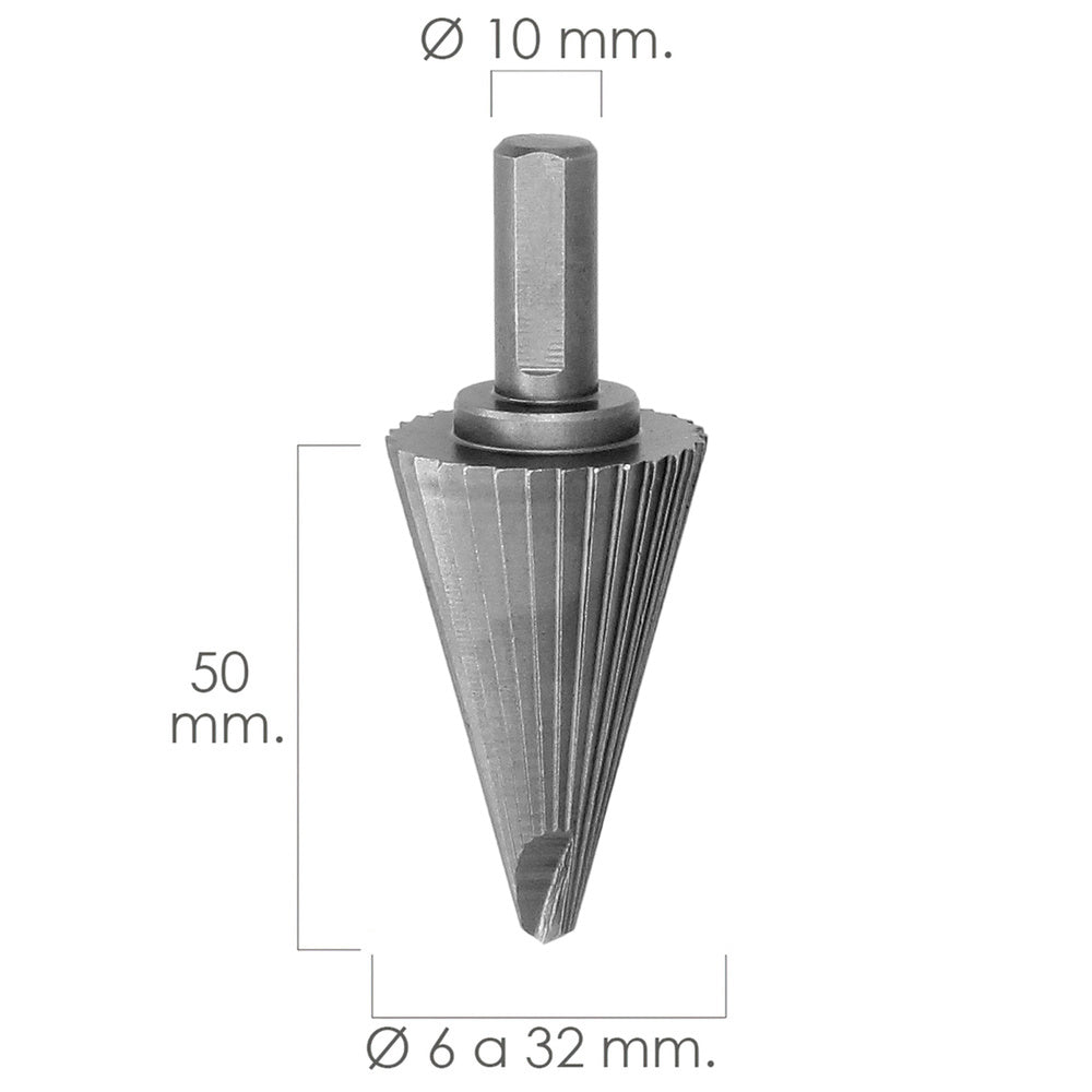 Fresa Conica Hss Ø 6-32 mm. Para Taladro / Fresadora