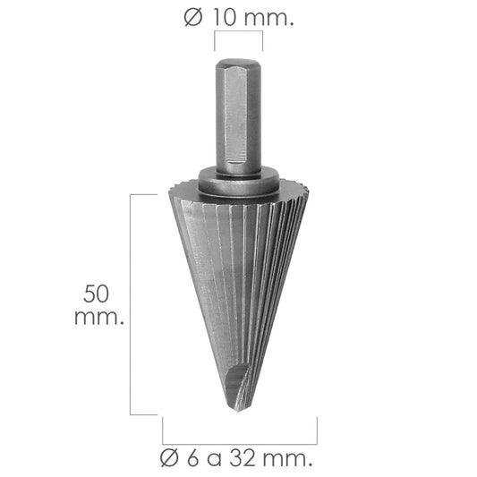 Fresa Conica Hss Ø 6-32 mm. Para Taladro / Fresadora
