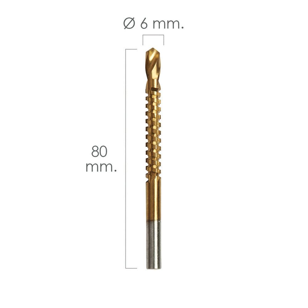 Fresa Rotativa Para Metales HSS  Ø 6 x 80 mm. Para Taladro / Fresadora