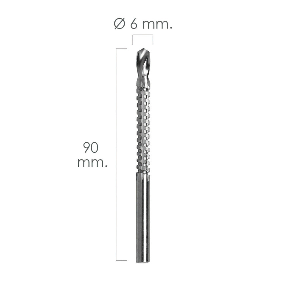 Fresa Rotativa Para Madera Espigada Ø 6 x 90 mm. Para Taladro / Fresadora