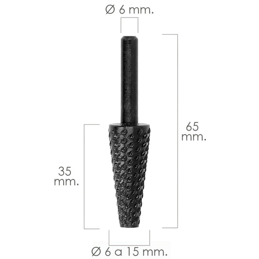 Fresa Rotativa Para Metal Conica Ø 6 a 15 mm. Para Taladro / Fresadora