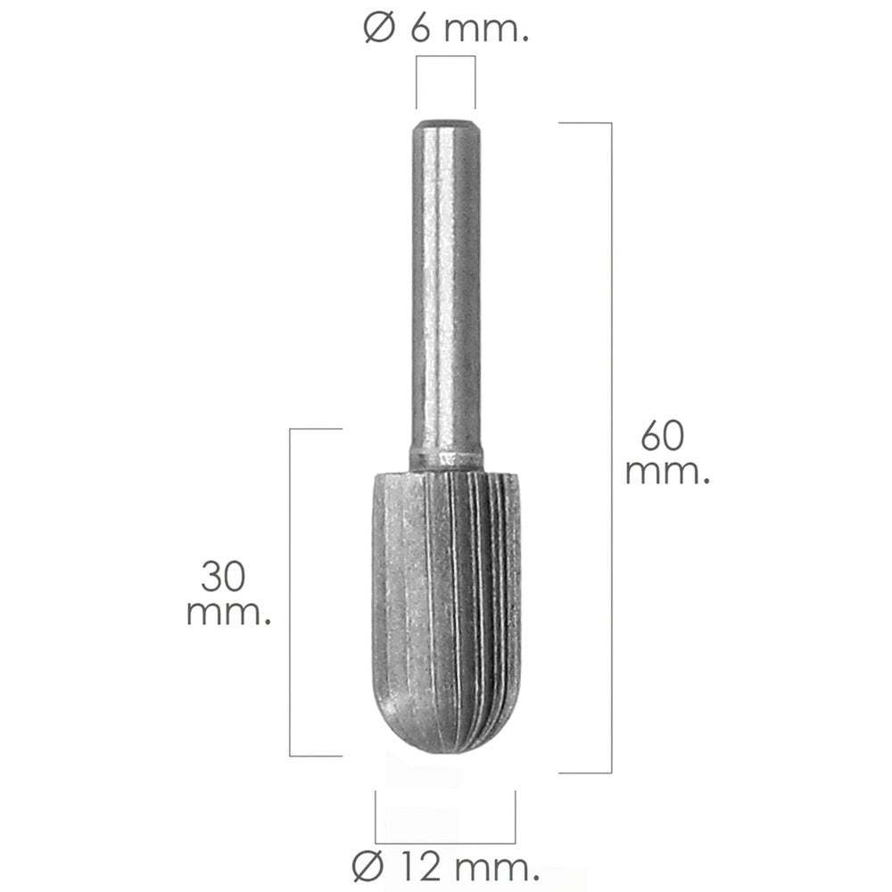 Fresa Rotativa Para Metal Cilíndrica Curva Ø 12 mm. Para Taladro / Fresadora