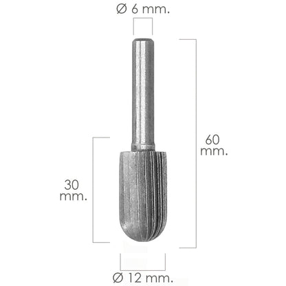 Fresa Rotativa Para Metal Cilíndrica Curva Ø 12 mm. Para Taladro / Fresadora