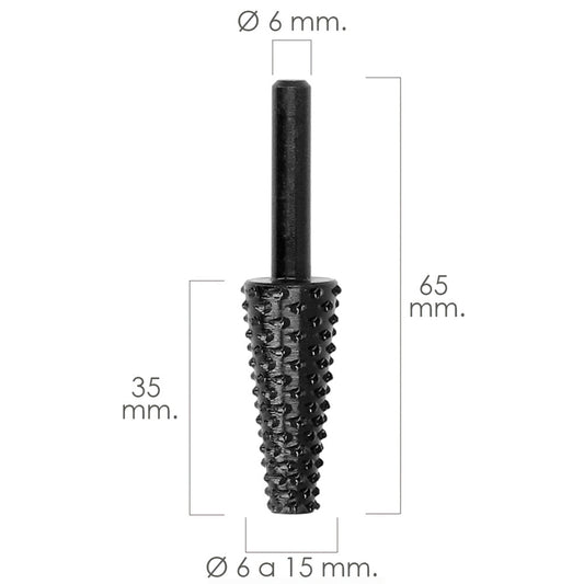 Fresa Rotativa Para Madera Conica Ø 6 a 15 mm. Para Taladro / Fresadora