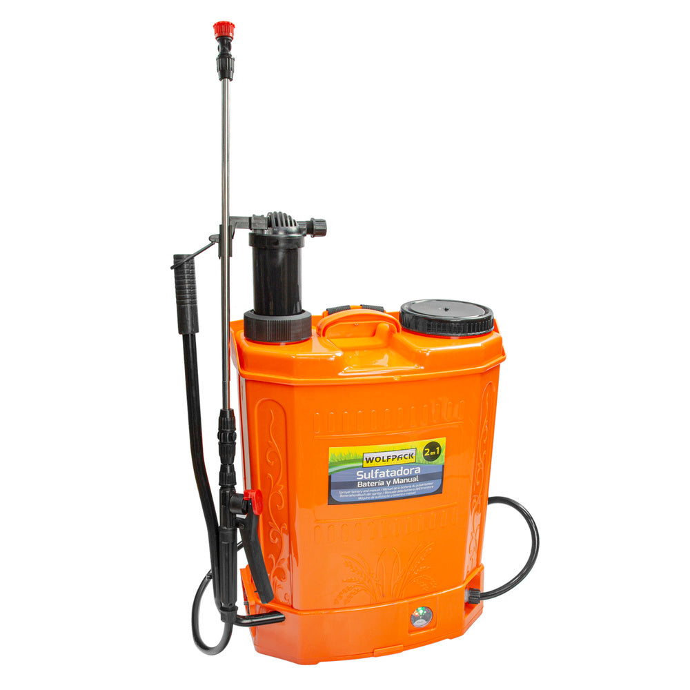 Sulfatadora Electrica A Bateria Doble Uso Bateria o Manual, Con Bateria Recargable 12 V / 8 Amperios