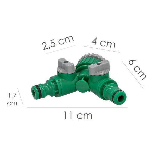 Adaptador Manguera Plastico 3/4 - 1" Hembra  con 2 tomas Blister