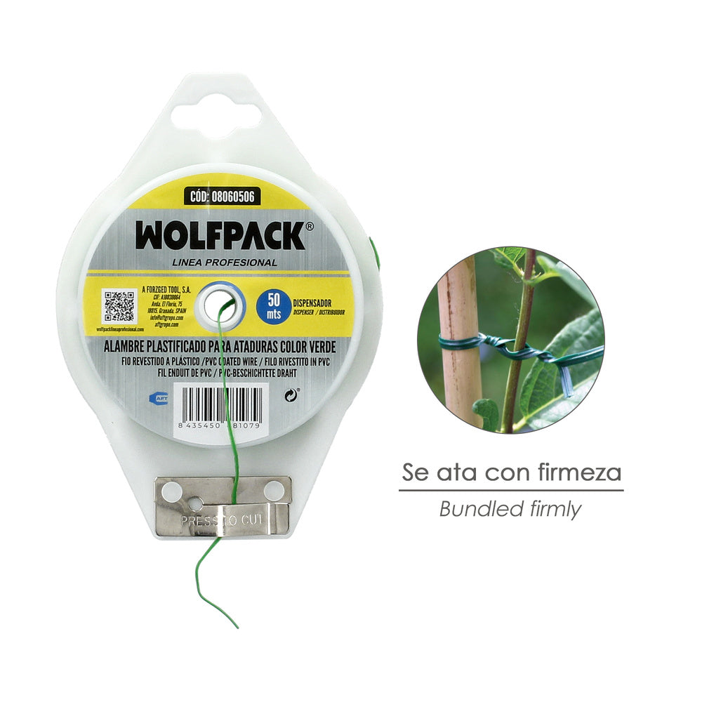 Alambre Atadura Plastificada Verde (Dispensador 50 M.)