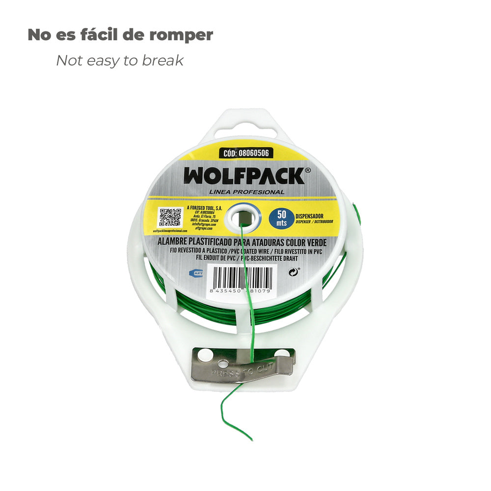 Alambre Atadura Plastificada Verde (Dispensador 50 M.)