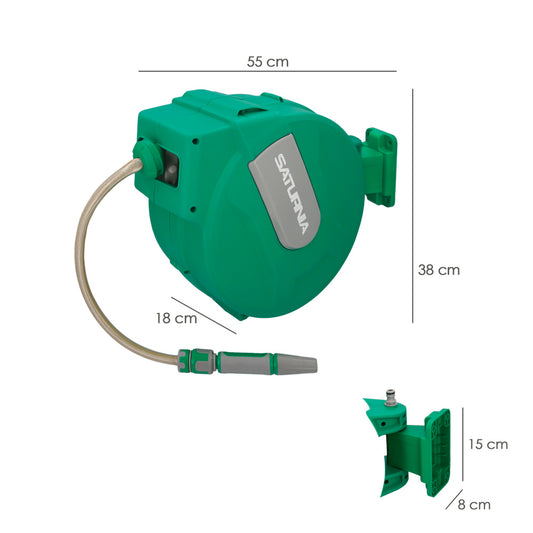 Enrollador Automatico Manguera Para Jardin. Recogedor Manguera Automatico, Porta Mangueras Jardin Manguera De 20 Metros