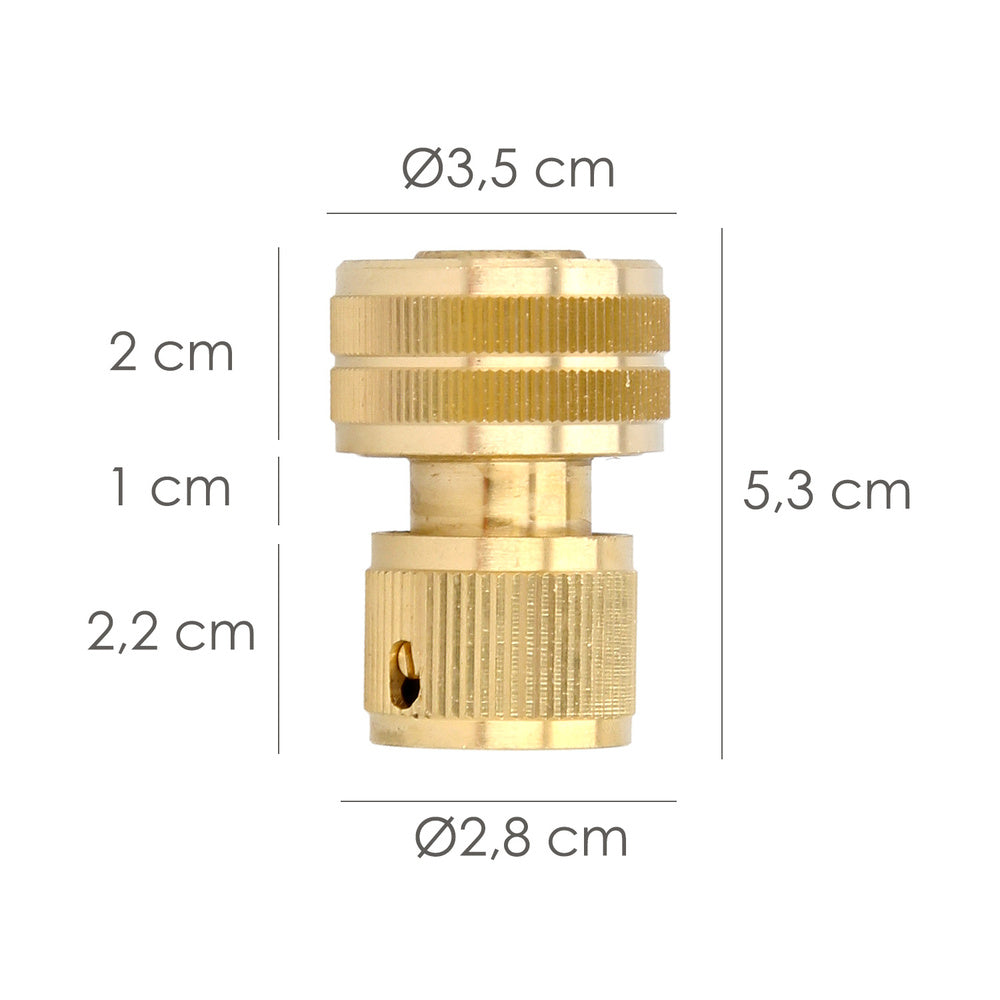 Conector Manguera Con Función STOP Fabricado en Laton  3/4" Hembra, Adaptador Grifo, Conector Grifo A Conector Rapido