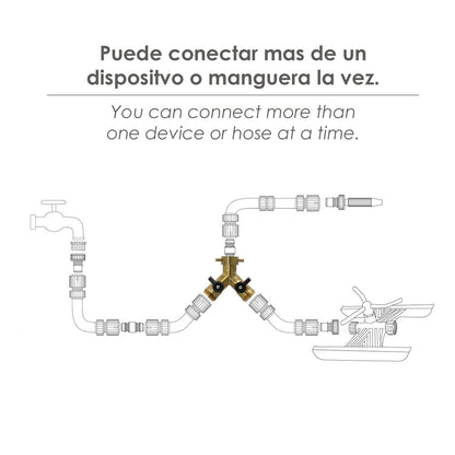 Adaptador Manguera Laton 2 Tomas Macho 3/4", Duplicador Grifo, Adaptador 2 Vias, Entrada 3/4" Hembra